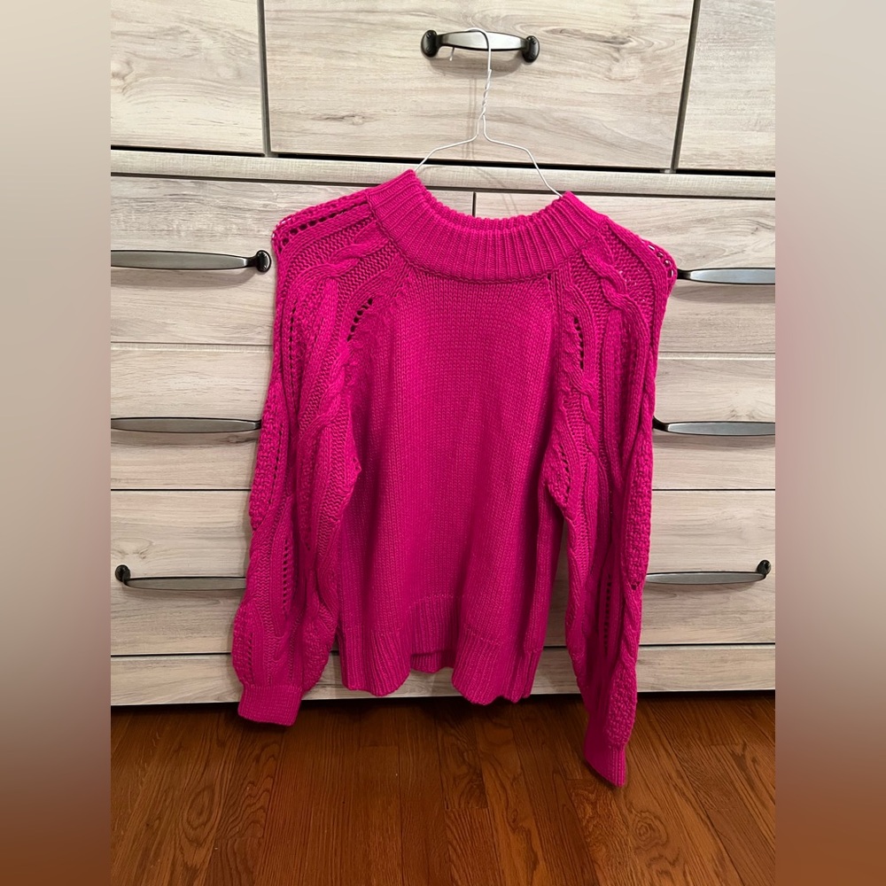 Who What Wear Hot Pink Cable Knit Sweater